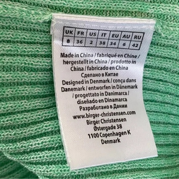 NEW Remain Birger Christensen Rakella Ribbed Knit Dress Spring Green Size 2 Mini - Picture 9 of 10